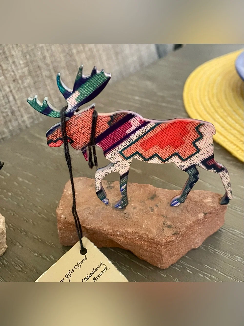 Lot Of 2 Steel Images Of Moose On Stone  Black and Multicolor